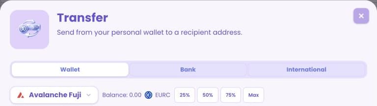 Transfer source wallet and sending network